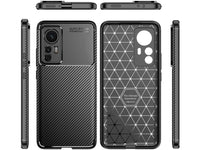 Hochwertig stabile Soft TPU Smartphone Handy Hülle im Carbon Design für Xiaomi 12T zum Schutz des Display und Gehäuse Cover in schwarz von Screenguard