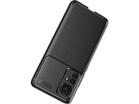 Hochwertig stabile Soft TPU Smartphone Handy Hülle im Carbon Design für Xiaomi 12T Pro zum Schutz des Display und Gehäuse Cover in schwarz von Screenguard