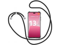 Necklace Handy Hülle mit Kordel Kette schwarz zum Tragen des Xiaomi 13 Lite am Körper wie Handtasche Lanyard, stabil mit erhöhten Rändern und Kanten in transparent von Screenguard