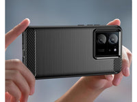 Flexible Handy Schutzhülle mit gebürster Carbon Textur auf der Rückseite für zum Schutz des Xiaomi 13T  Display und Gehäuse Case in schwarz von Screenguard