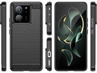 Flexible Handy Schutzhülle mit gebürster Carbon Textur auf der Rückseite für zum Schutz des Xiaomi 13T  Display und Gehäuse Case in schwarz von Screenguard