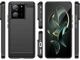 Flexible Handy Schutzhülle mit gebürster Carbon Textur auf der Rückseite für zum Schutz des Xiaomi 13T  Display und Gehäuse Case in schwarz von Screenguard