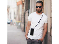 Necklace Handy Hülle mit Kordel Kette schwarz zum Tragen des Xiaomi 13T am Körper wie Handtasche Lanyard, stabil mit erhöhten Rändern und Kanten in transparent von Screenguard