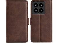 Veganes Flip Case Leder Etui Hülle mit Karten Fächer und Sichtfenster für Xiaomi 14 in mokka von Screenguard