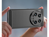 Flexible Handy Schutzhülle mit gebürster Carbon Textur auf der Rückseite für zum Schutz des Xiaomi 14 Ultra  Display und Gehäuse Case in schwarz von Screenguard