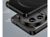 Flexible Handy Schutzhülle mit gebürster Carbon Textur auf der Rückseite für zum Schutz des Xiaomi 14 Ultra  Display und Gehäuse Case in schwarz von Screenguard