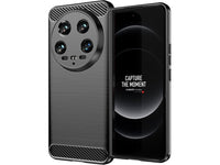 Flexible Handy Schutzhülle mit gebürster Carbon Textur auf der Rückseite für zum Schutz des Xiaomi 14 Ultra  Display und Gehäuse Case in schwarz von Screenguard