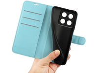 Lederhülle Karten Wallet Ledertasche Etui für Xiaomi 14T in hellblau von Screenguard