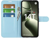 Lederhülle Portemonnaie Karten Ledertasche für Xiaomi 14T in hellblau von Screenguard