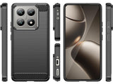 Flexible Handy Schutzhülle mit gebürster Carbon Textur auf der Rückseite für zum Schutz des Xiaomi 14T Pro  Display und Gehäuse Case in schwarz von Screenguard