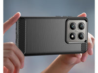 Flexible Handy Schutzhülle mit gebürster Carbon Textur auf der Rückseite für zum Schutz des Xiaomi 14T Pro  Display und Gehäuse Case in schwarz von Screenguard
