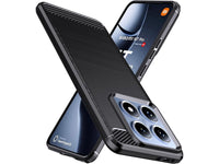 Flexible Handy Schutzhülle mit gebürster Carbon Textur auf der Rückseite für zum Schutz des Xiaomi 14T Pro  Display und Gehäuse Case in schwarz von Screenguard