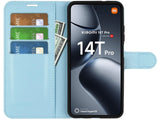 Lederhülle Portemonnaie Karten Ledertasche für Xiaomi 14T Pro in hellblau von Screenguard
