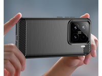 Flexible Handy Schutzhülle mit gebürster Carbon Textur auf der Rückseite für zum Schutz des Xiaomi 15  Display und Gehäuse Case in schwarz von Screenguard