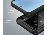 Flexible Handy Schutzhülle mit gebürster Carbon Textur auf der Rückseite für zum Schutz des Xiaomi 15  Display und Gehäuse Case in schwarz von Screenguard