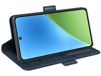 Veganes Flip Case Leder Etui Hülle mit Karten Fächer und Sichtfenster für Xiaomi 15 in dunkelblau von Screenguard