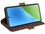 Veganes Flip Case Leder Etui Hülle mit Karten Fächer und Sichtfenster für Xiaomi 15 in mokka von Screenguard