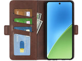 Veganes Flip Case Leder Etui Hülle mit Karten Fächer und Sichtfenster für Xiaomi 15 in mokka von Screenguard