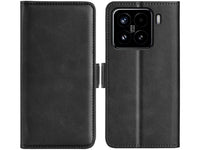 Veganes Flip Case Leder Etui Hülle mit Karten Fächer und Sichtfenster für Xiaomi 15 in schwarz von Screenguard