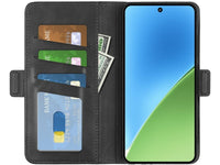 Veganes Flip Case Leder Etui Hülle mit Karten Fächer und Sichtfenster für Xiaomi 15 in schwarz von Screenguard