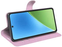 Lederhülle Karten Wallet Ledertasche Etui für Xiaomi 15 in rosa von Screenguard