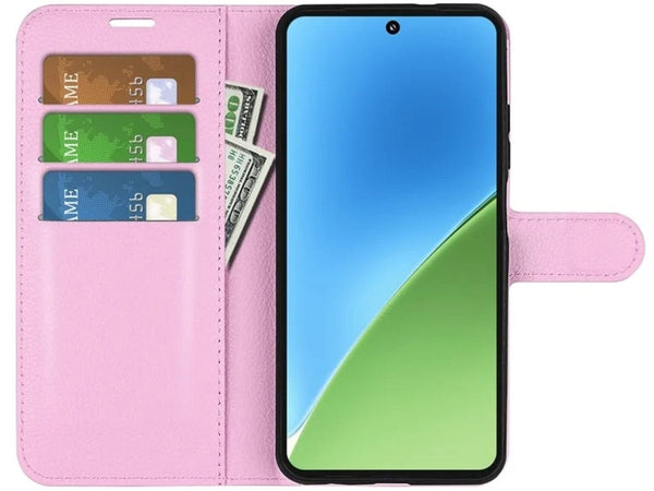 Lederhülle Portemonnaie Karten Ledertasche für Xiaomi 15 in rosa von Screenguard
