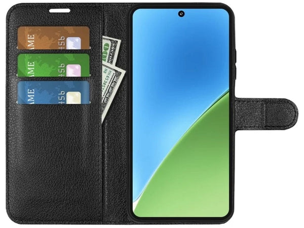Lederhülle Portemonnaie Karten Ledertasche für Xiaomi 15 in schwarz von Screenguard