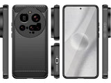 Flexible Handy Schutzhülle mit gebürster Carbon Textur auf der Rückseite für zum Schutz des Xiaomi 15 Ultra  Display und Gehäuse Case in schwarz von Screenguard