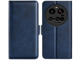Veganes Flip Case Leder Etui Hülle mit Karten Fächer und Sichtfenster für Xiaomi 15 Ultra in dunkelblau von Screenguard