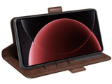 Veganes Flip Case Leder Etui Hülle mit Karten Fächer und Sichtfenster für Xiaomi 15 Ultra in mokka von Screenguard