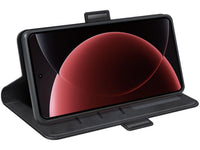 Veganes Flip Case Leder Etui Hülle mit Karten Fächer und Sichtfenster für Xiaomi 15 Ultra in schwarz von Screenguard