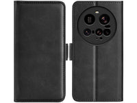 Veganes Flip Case Leder Etui Hülle mit Karten Fächer und Sichtfenster für Xiaomi 15 Ultra in schwarz von Screenguard