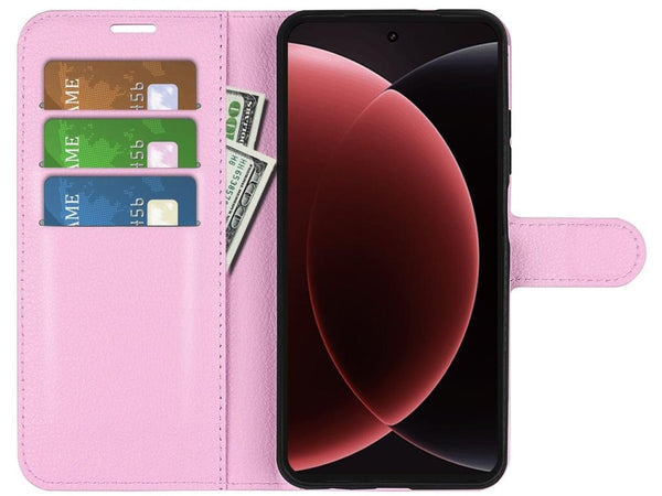 Lederhülle Portemonnaie Karten Ledertasche für Xiaomi 15 Ultra in rosa von Screenguard