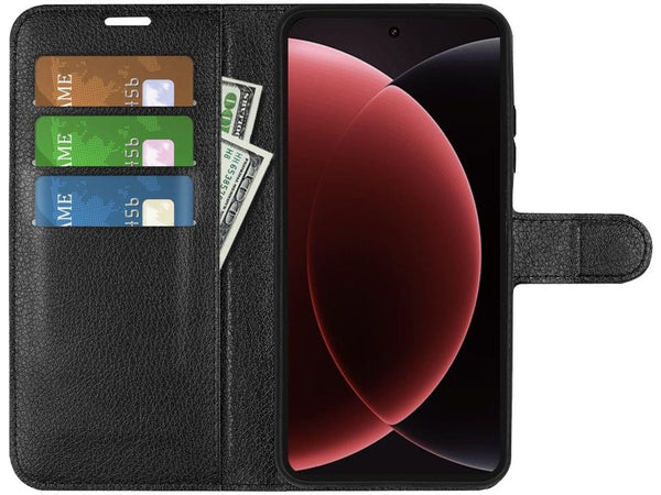 Lederhülle Portemonnaie Karten Ledertasche für Xiaomi 15 Ultra in schwarz von Screenguard