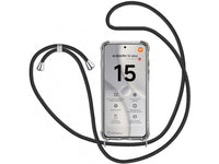 Necklace Handy Hülle mit Kordel Kette schwarz zum Tragen des Xiaomi 15 Ultra am Körper wie Handtasche Lanyard, stabil mit erhöhten Rändern und Kanten in transparent von Screenguard