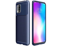 Hochwertig stabile Soft TPU Smartphone Handy Hülle im Carbon Design für Xiaomi Mi 10 Lite zum Schutz des Display und Gehäuse Cover in blau von Screenguard