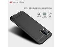 Flexible Handy Schutzhülle mit gebürster Carbon Textur auf der Rückseite für zum Schutz des Xiaomi Mi 10 Lite  Display und Gehäuse Case in schwarz von Screenguard