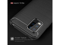 Flexible Handy Schutzhülle mit gebürster Carbon Textur auf der Rückseite für zum Schutz des Xiaomi Mi 10 Lite  Display und Gehäuse Case in schwarz von Screenguard