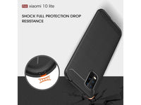 Flexible Handy Schutzhülle mit gebürster Carbon Textur auf der Rückseite für zum Schutz des Xiaomi Mi 10 Lite  Display und Gehäuse Case in schwarz von Screenguard