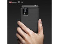Flexible Handy Schutzhülle mit gebürster Carbon Textur auf der Rückseite für zum Schutz des Xiaomi Mi 10 Lite  Display und Gehäuse Case in schwarz von Screenguard