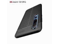 Soft TPU Case mit Design aus feinem veganen Leder für Xiaomi Mi 10 Pro stabil mit erhöhten Rändern und Kanten in schwarz von Screenguard