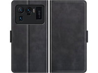 Veganes Flip Case Leder Etui Hülle mit Karten Fächer und Sichtfenster für Xiaomi Mi 11 Ultra in schwarz von Screenguard