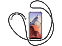 Necklace Handy Hülle mit Kordel Kette schwarz zum Tragen des Xiaomi Mi 11 Ultra am Körper wie Handtasche Lanyard, stabil mit erhöhten Rändern und Kanten in transparent von Screenguard