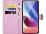 Lederhülle Karten Wallet Ledertasche Etui für Xiaomi Mi 11i in rosa von Screenguard