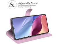 Lederhülle Karten Wallet Ledertasche Etui für Xiaomi Mi 11i in rosa von Screenguard