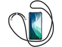 Necklace Handy Hülle mit Kordel Kette schwarz zum Tragen des Xiaomi Mi 11i am Körper wie Handtasche Lanyard, stabil mit erhöhten Rändern und Kanten in transparent von Screenguard