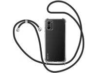 Necklace Handy Hülle mit Kordel Kette schwarz zum Tragen des Xiaomi Mi 11i am Körper wie Handtasche Lanyard, stabil mit erhöhten Rändern und Kanten in transparent von Screenguard