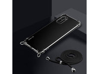 Necklace Handy Hülle mit Kordel Kette schwarz zum Tragen des Xiaomi Mi 11i am Körper wie Handtasche Lanyard, stabil mit erhöhten Rändern und Kanten in transparent von Screenguard