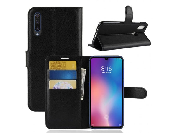 Lederhülle Portemonnaie Karten Ledertasche für Xiaomi Mi 9 in schwarz von Screenguard