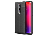 Soft TPU Case mit Design aus feinem veganen Leder für Xiaomi Mi 9T stabil mit erhöhten Rändern und Kanten in schwarz von Screenguard